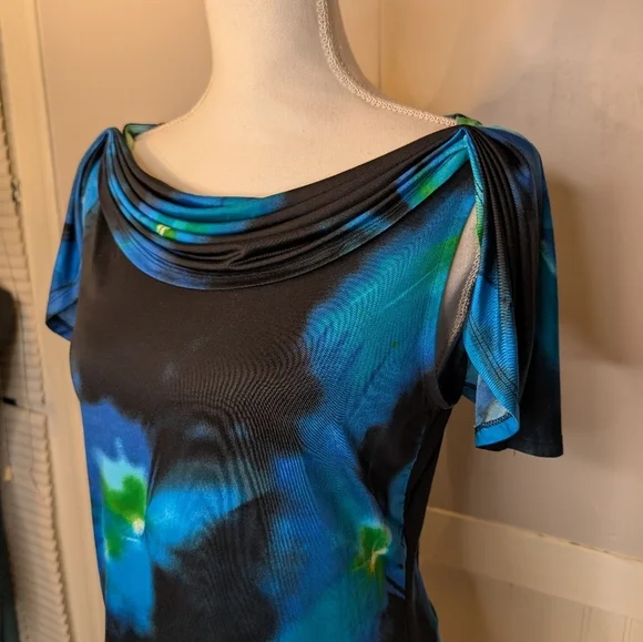 Y2K Tie Dye Cowl Neck Top | Fairy Grunge Flutter Sleeve | Size Small - Picture 7 of 14
